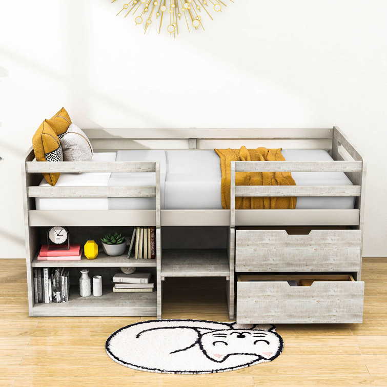 Emmily Kids Twin Loft Bed with Drawers